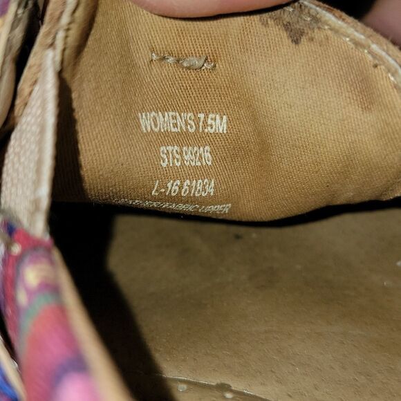 SPERRY TOP-SIDER TAN WITH PINK STRIPES LEATHER BOAT SHOES, SIZE 7.5 - Picture 6 of 10